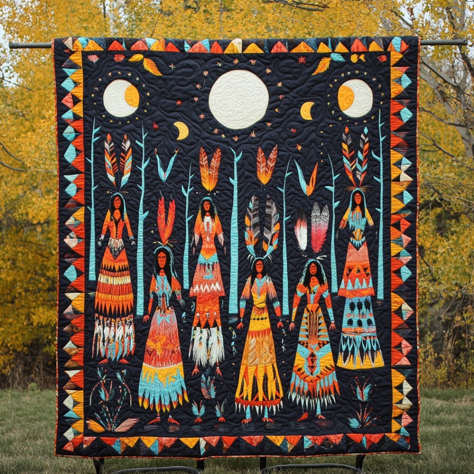 Native American Dancing In The Wild WU1401023CL Quilt