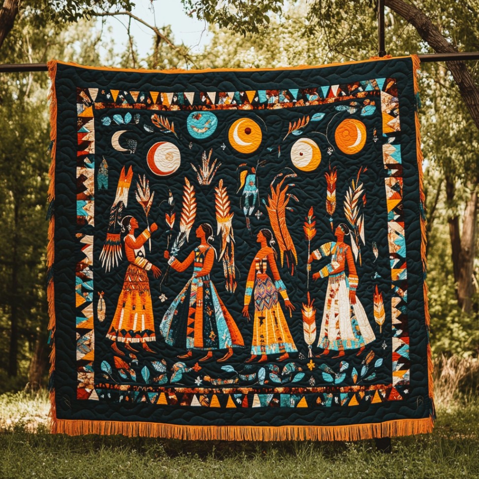 Native American Dancing In The Wild WU1401024CL Quilt