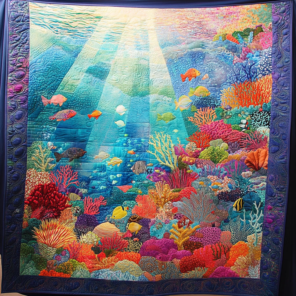 Ocean Whispers Of The Coral Reef WU1303032CL Quilt