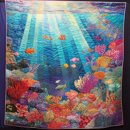 Ocean Whispers Of The Coral Reef WU1303033CL Quilt