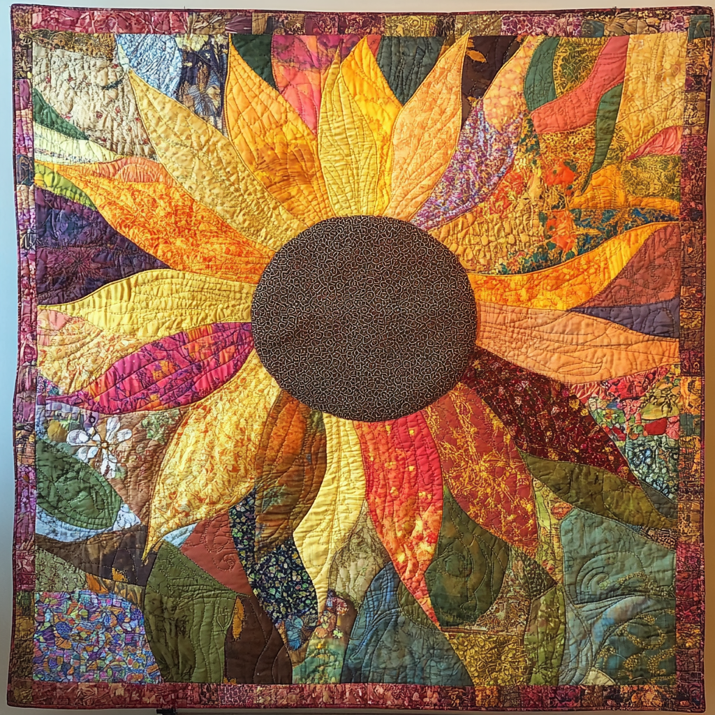 Patchwork Sunflower WU0101074CL Quilt