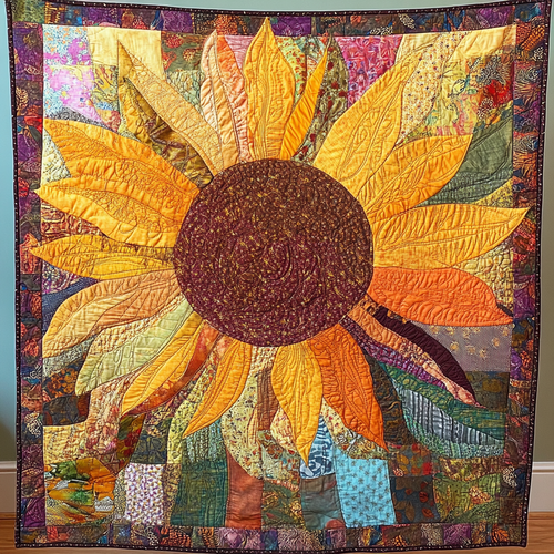 Patchwork Sunflower WU0101075CL Quilt