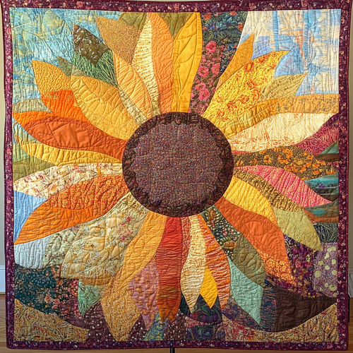 Patchwork Sunflower WU0101076CL Quilt