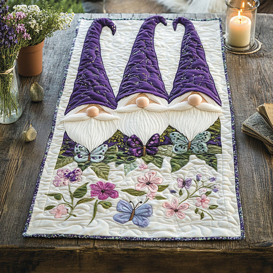 Purple Gnomes WU0303032CL Quilted Table Runner