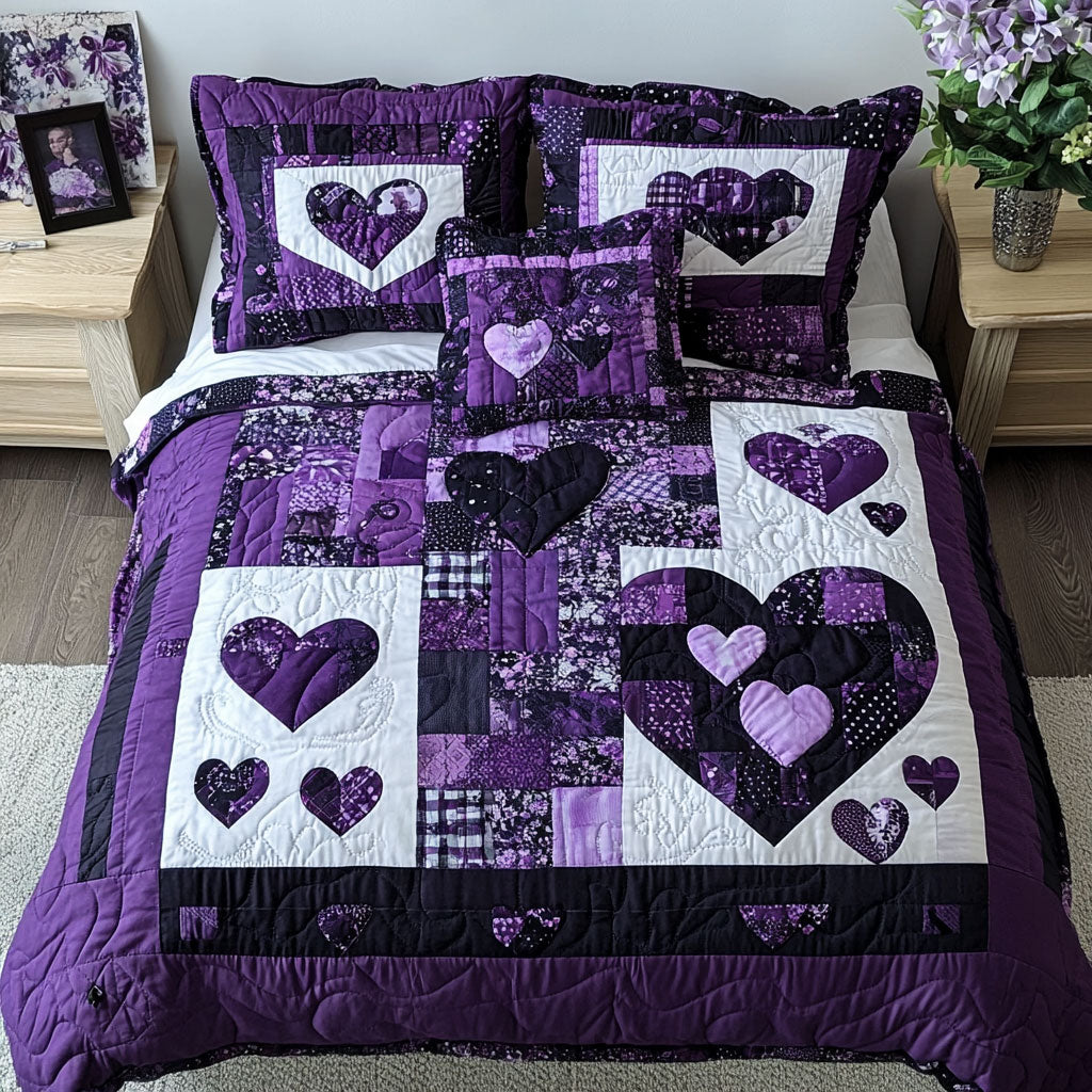 Purple Heart Patchwork Be Mine WU1003029CL Duvet Cover Set