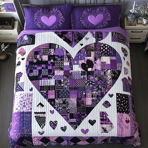 Purple Heart Patchwork Be Mine WU1003030CL Duvet Cover Set