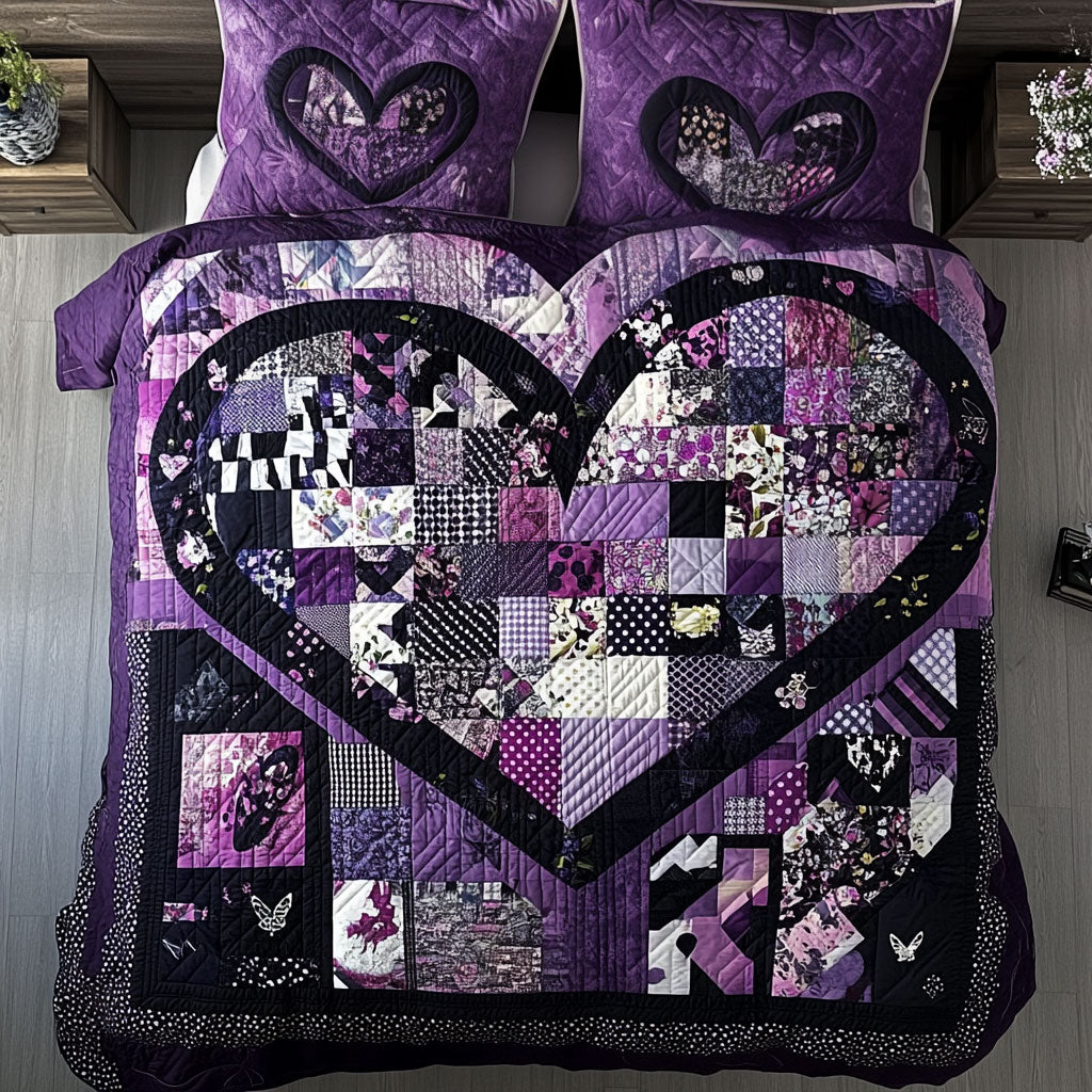 Purple Heart Patchwork Be Mine WU1003031CL Duvet Cover Set