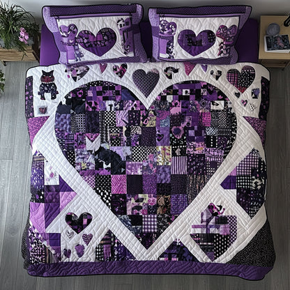 Purple Heart Patchwork Be Mine WU1003032CL Duvet Cover Set