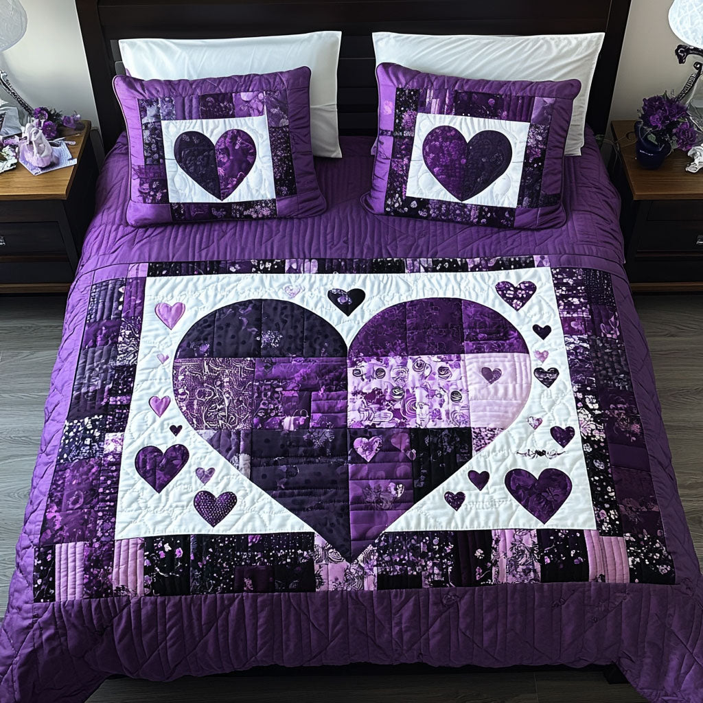 Purple Heart Patchwork WU1003028CL Duvet Cover Set