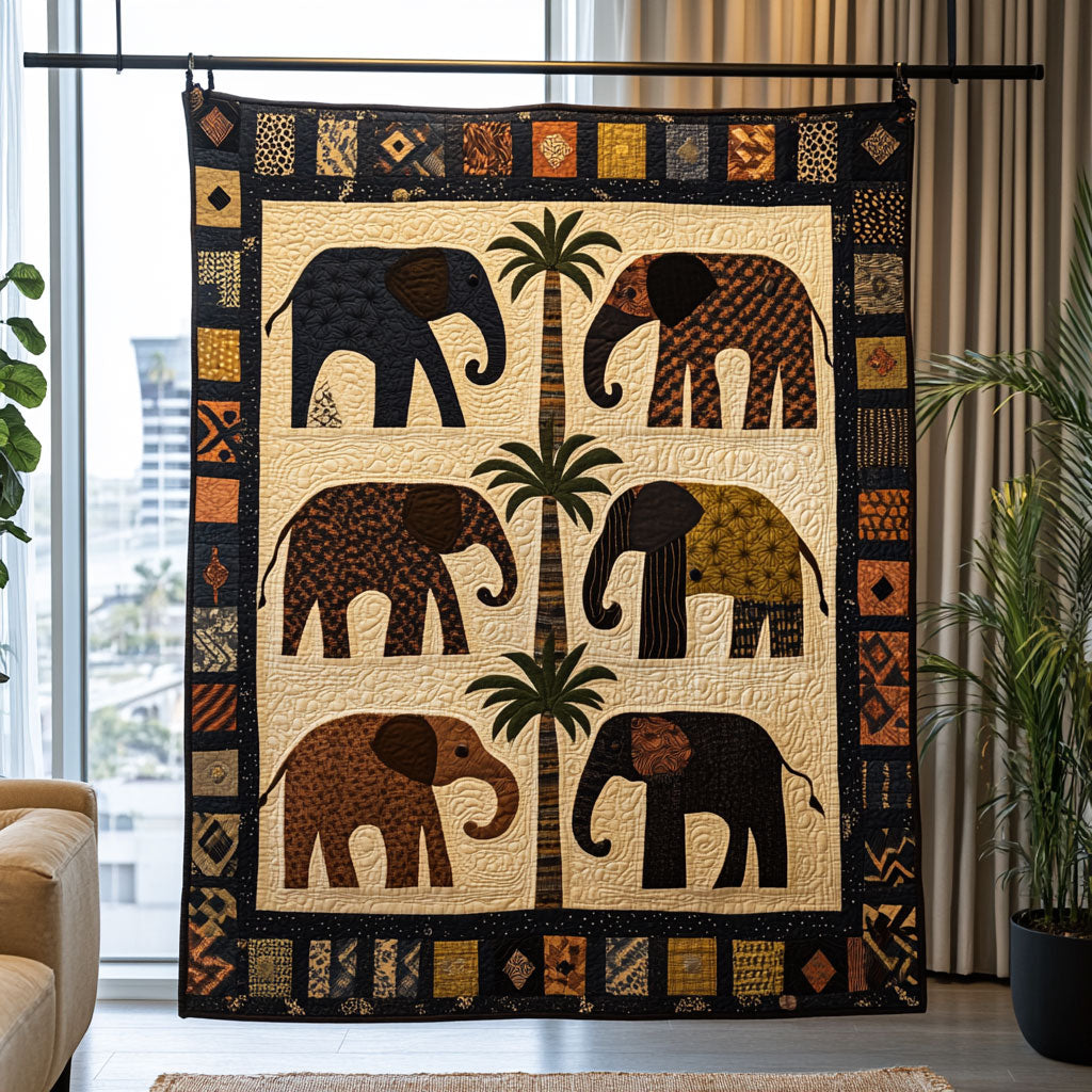 Rustic Elephant WU0503023CL Quilt