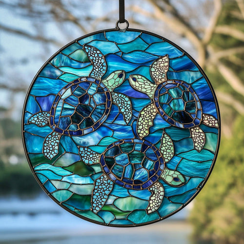 Sea Turtle WU1402102CL Stained Glass Suncatcher