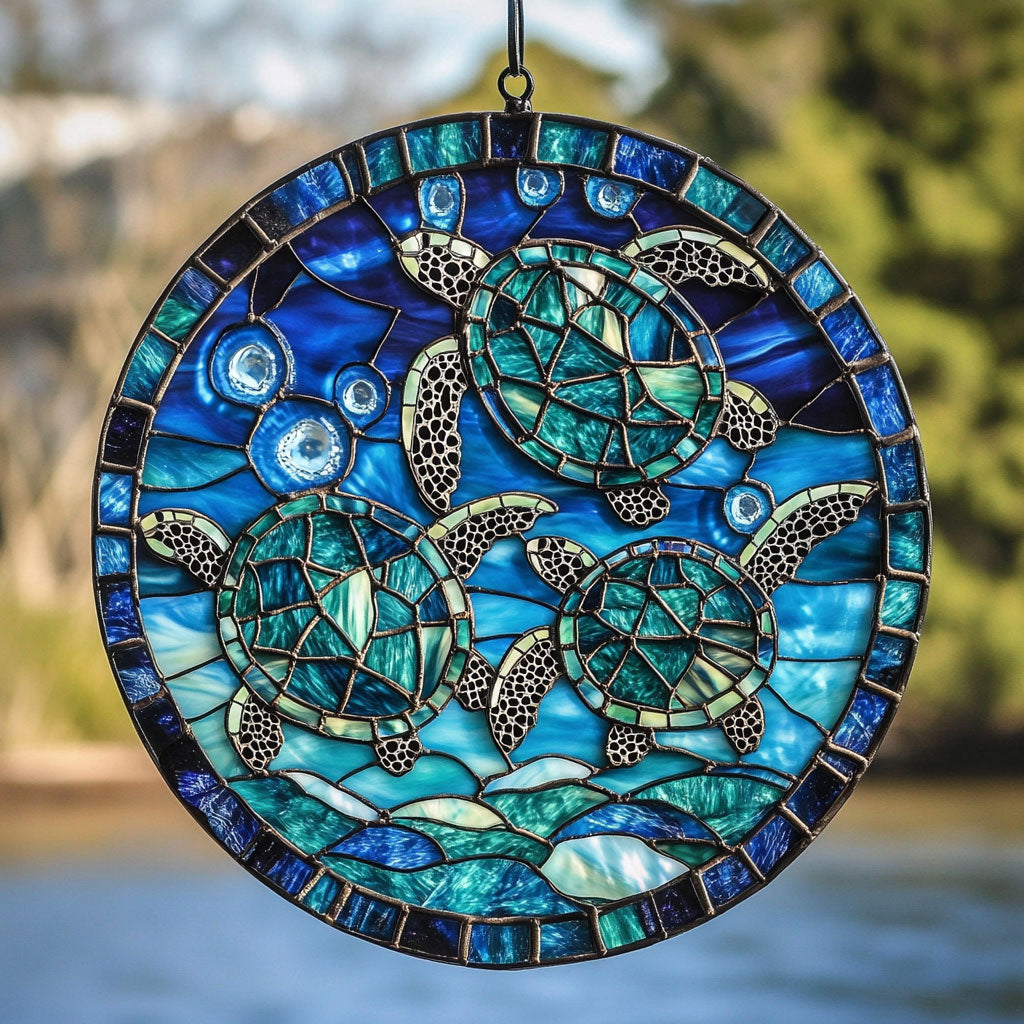 Sea Turtle WU1402104CL Stained Glass Suncatcher