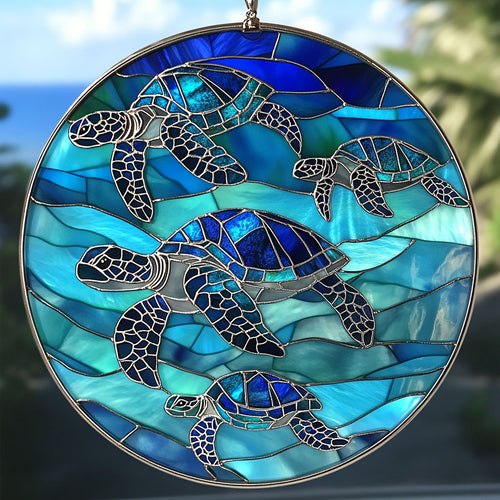 Sea Turtle WU1402105CL Stained Glass Suncatcher