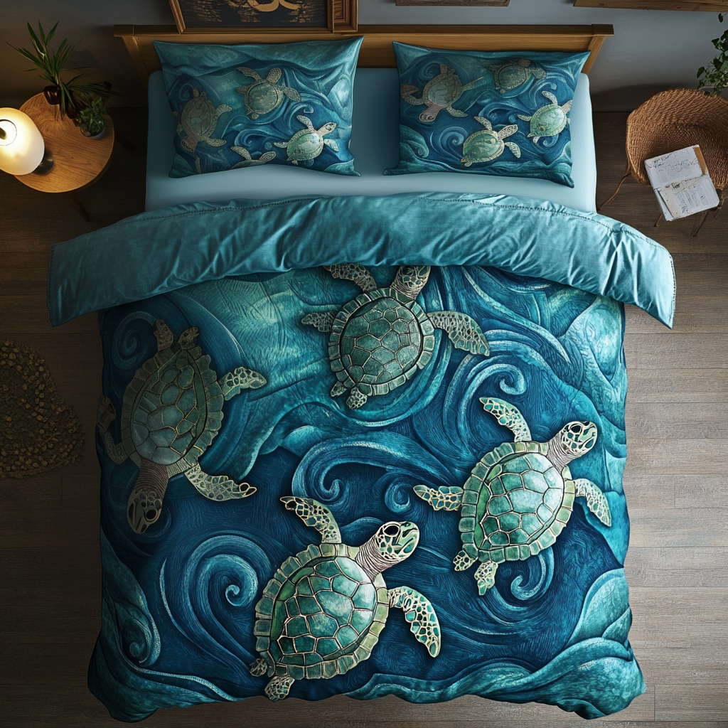 Sea Turtles Ocean Is Calling WU1501005CL Duvet Cover Set