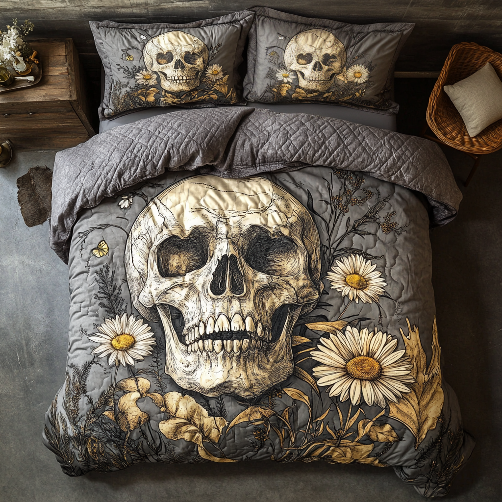 Skull And Daisies WU0602005CL Duvet Cover Set