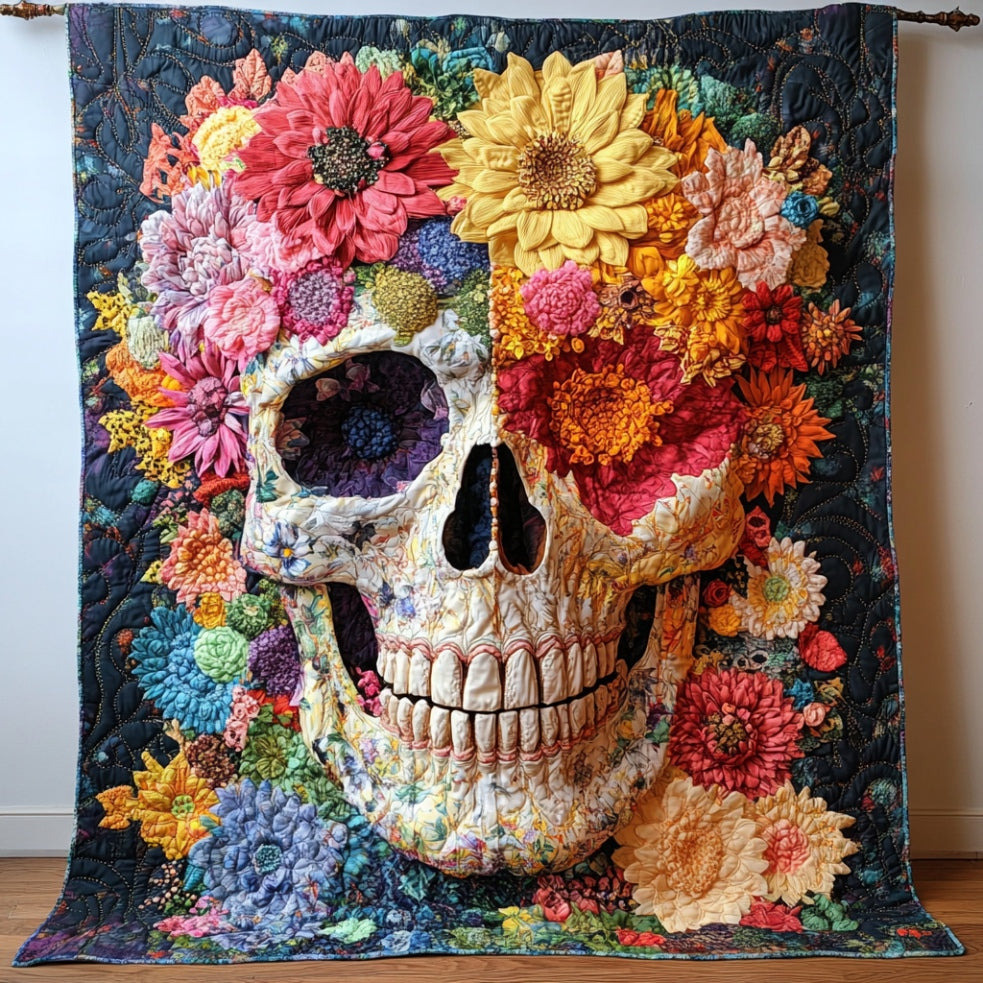 Skull And Flowers WU0401118CL Quilt