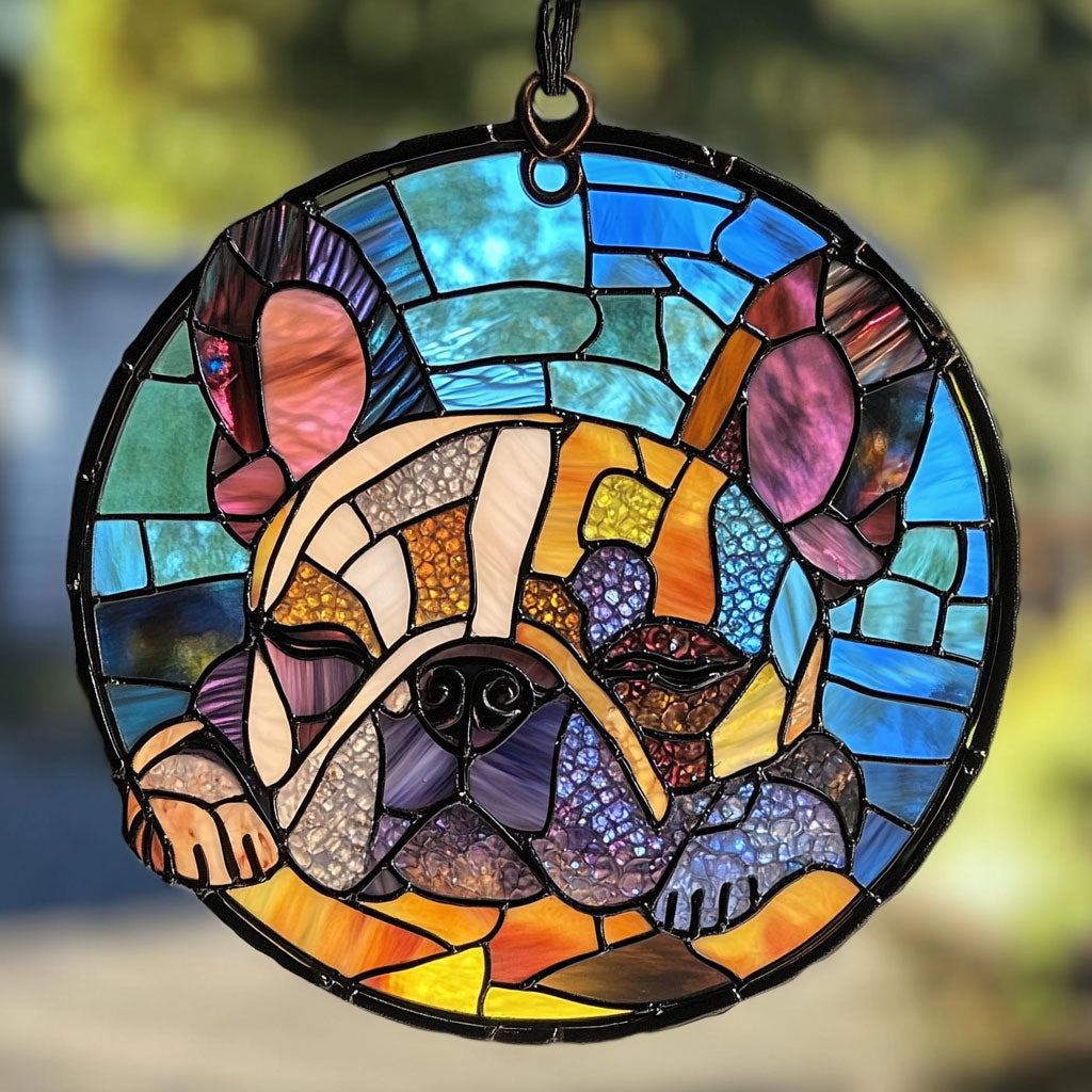 Sleeping Bulldog WU1601034CL Stained Glass Suncatcher