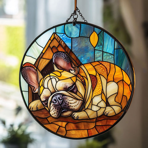 Sleeping Bulldog WU1601053CL Stained Glass Suncatcher