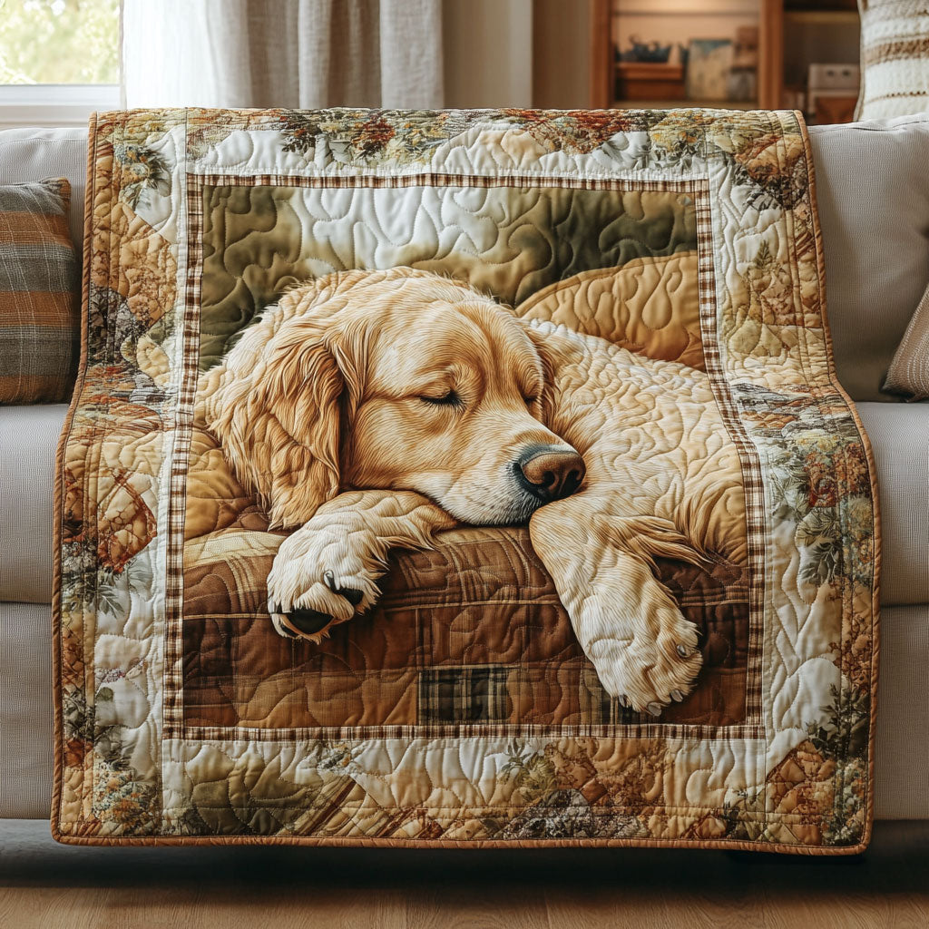 Sleeping Golden Retriever WU2001018CL Quilt