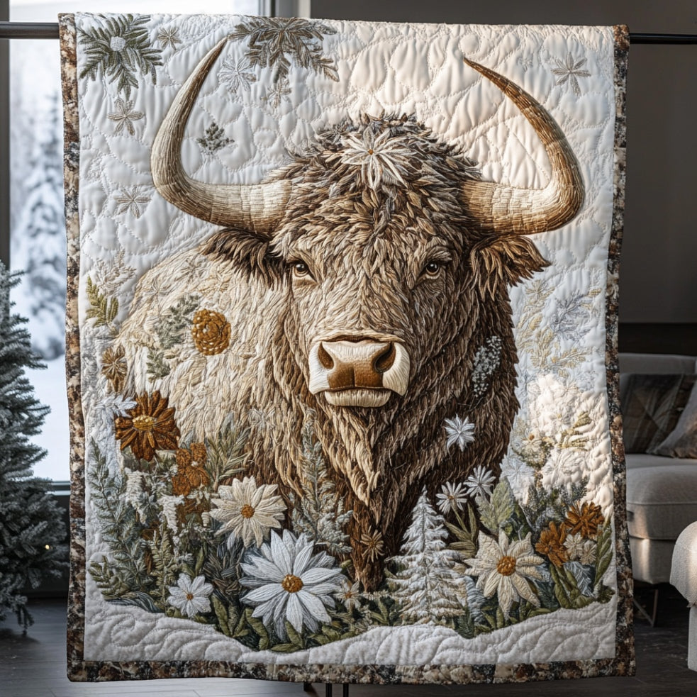 Snowy Highland Cow WU0401099CL Quilt