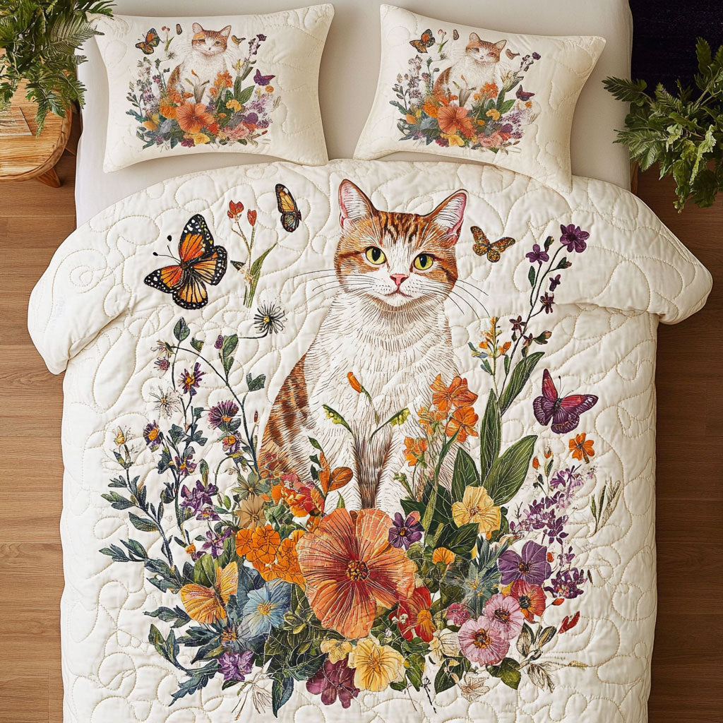 Spring Petals And the Wandering Cat WU0503004CL Duvet Cover Set