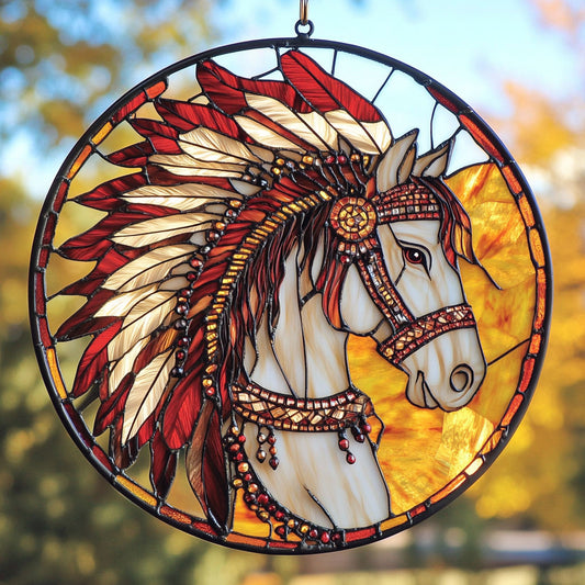 Tribal Horse WU1402056CL Stained Glass Suncatcher