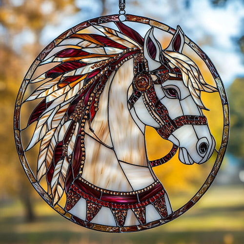 Tribal Horse WU1402057CL Stained Glass Suncatcher