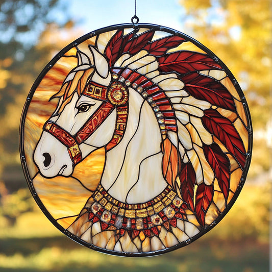 Tribal Horse WU1402099CL Stained Glass Suncatcher