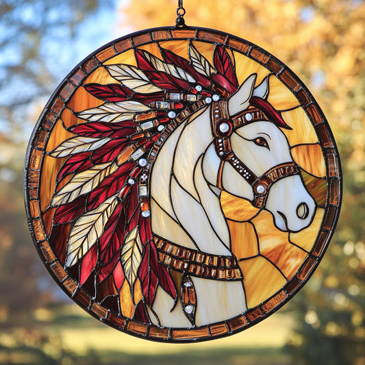 Tribal Horse WU1402100CL Stained Glass Suncatcher