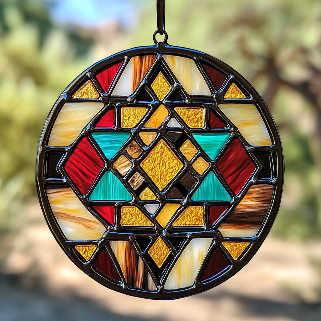 Tribal Mandala WU1402024CL Stained Glass Suncatcher