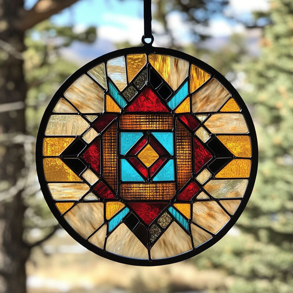 Tribal Mandala WU1402026CL Stained Glass Suncatcher