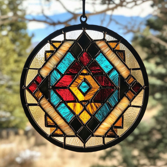 Tribal Mandala WU1402028CL Stained Glass Suncatcher