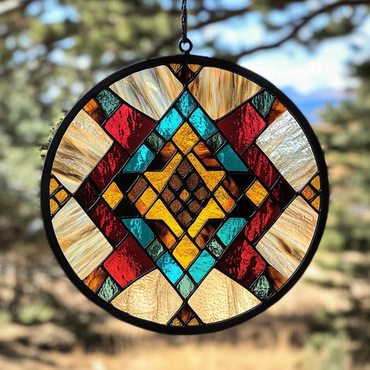 Tribal Mandala WU1402029CL Stained Glass Suncatcher