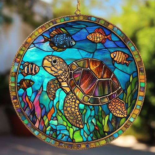 Turtle Ocean Is Calling WU1801042CL Stained Glass Suncatcher