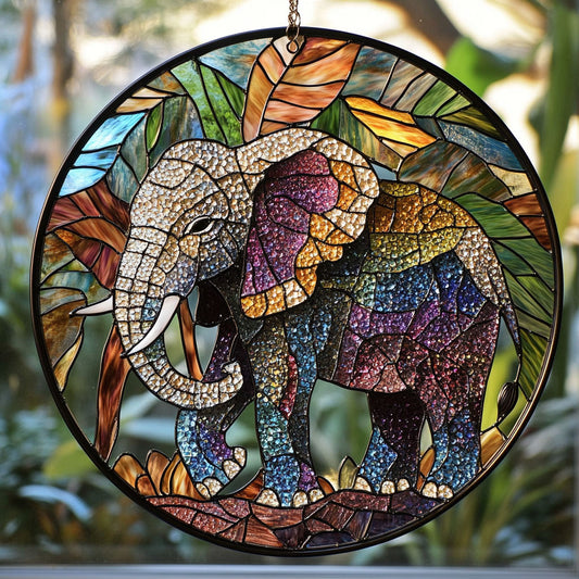 Vintage Elephant WU1601036CL Stained Glass Suncatcher