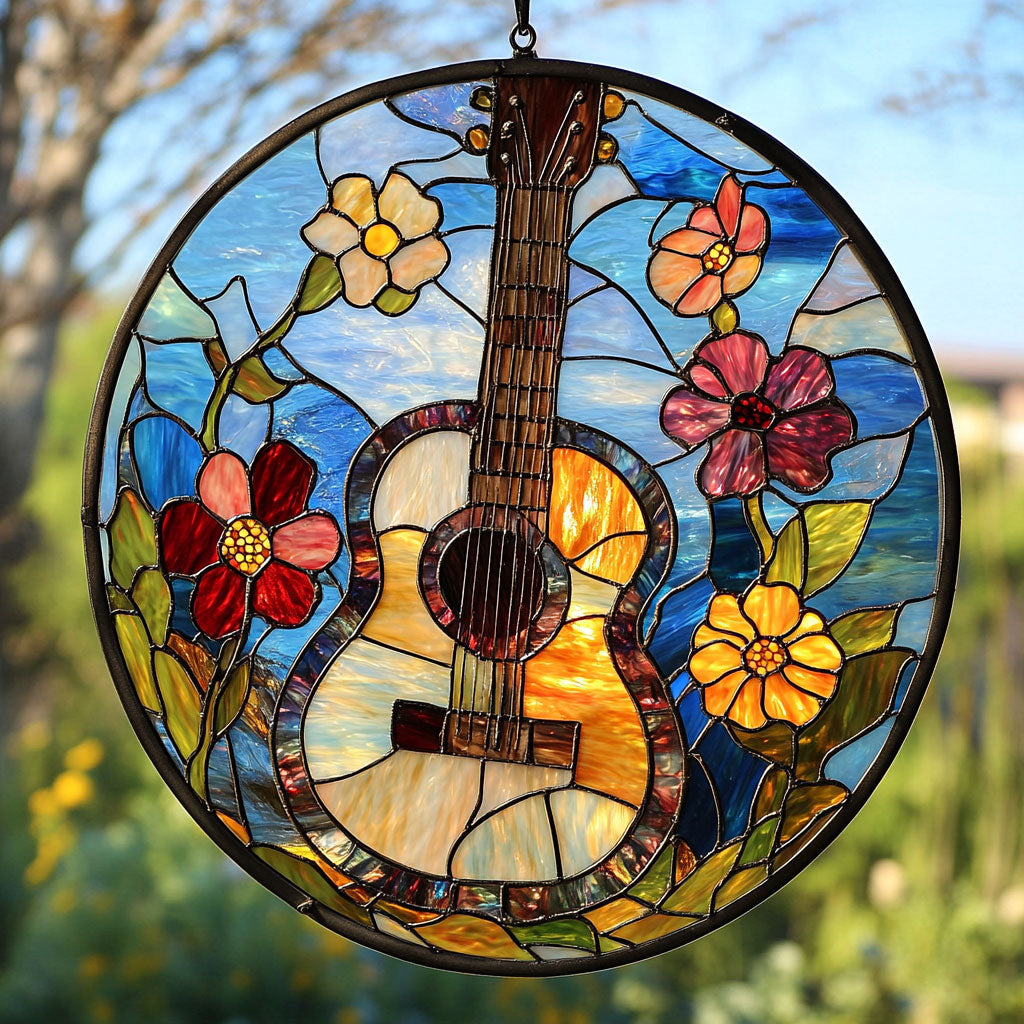 Vintage Guitar WU1601062CL Stained Glass Suncatcher