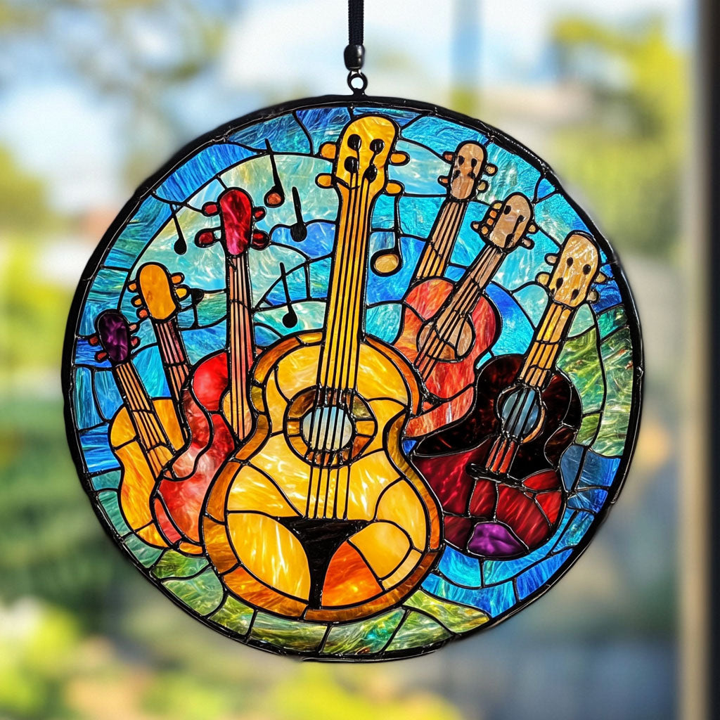 Vintage Guitar WU1601063CL Stained Glass Suncatcher