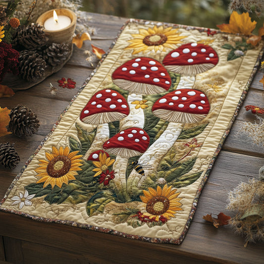 Vintage Mushroom WU0303064CL Quilted Table Runner