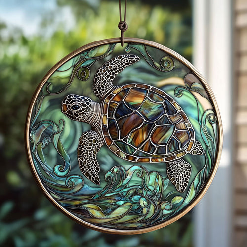 Vintage Sea Turtle WU1601074CL Stained Glass Suncatcher