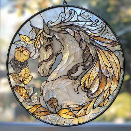 White Horse WU1701020CL Stained Glass Suncatcher