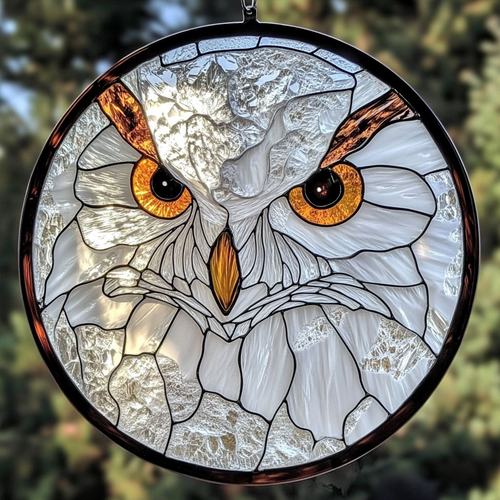 White Owl WU1601003CL Stained Glass Suncatcher