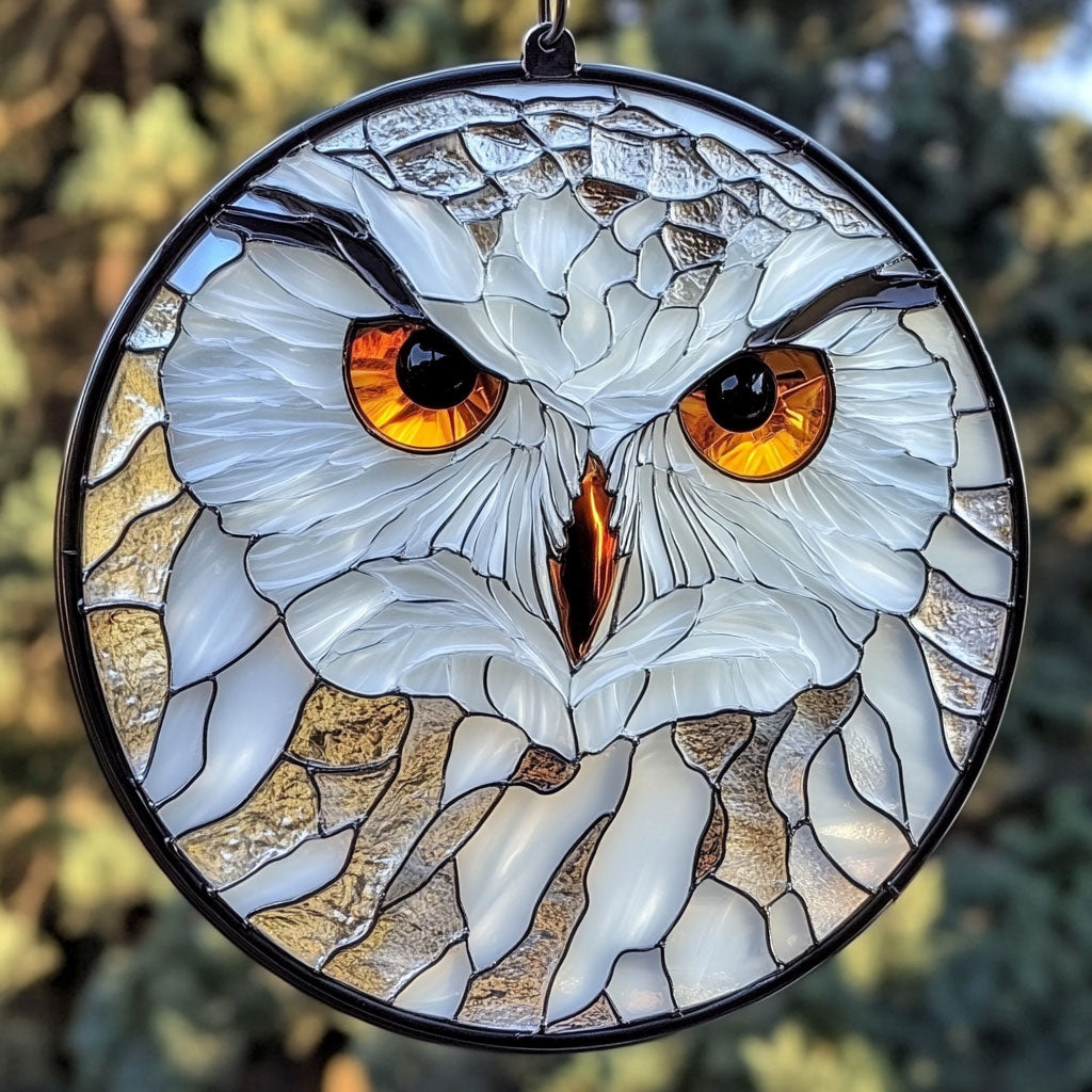 White Owl WU1601004CL Stained Glass Suncatcher