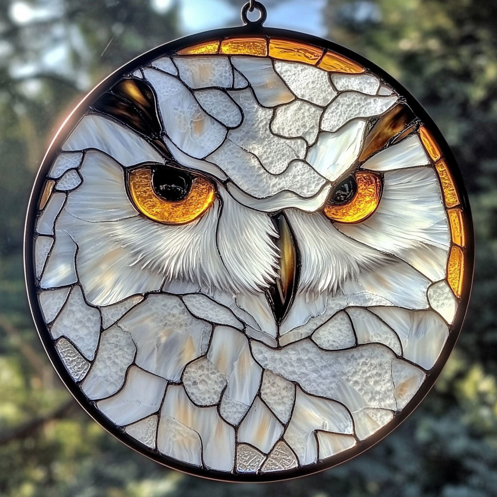 White Owl WU1601007CL Stained Glass Suncatcher