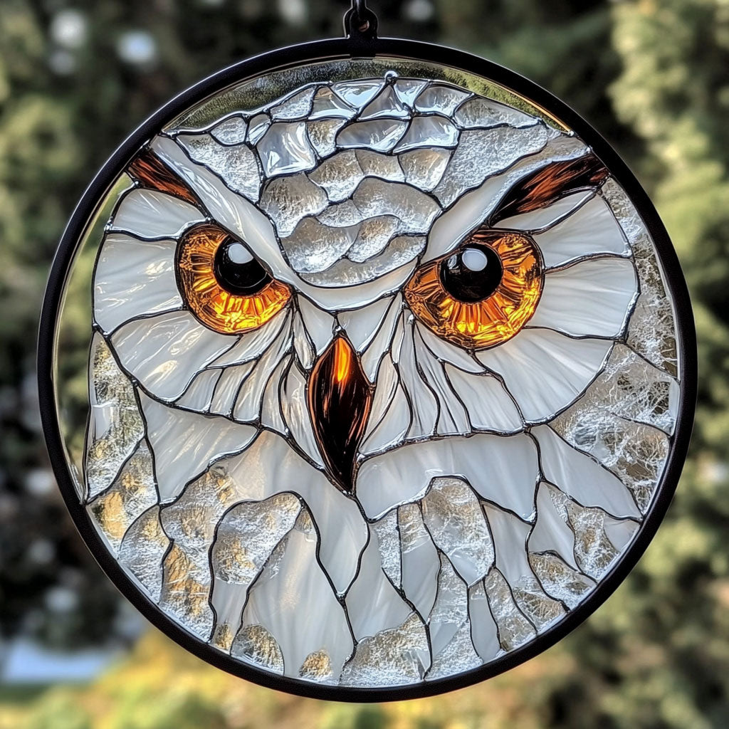 White Owl WU1601071CL Stained Glass Suncatcher